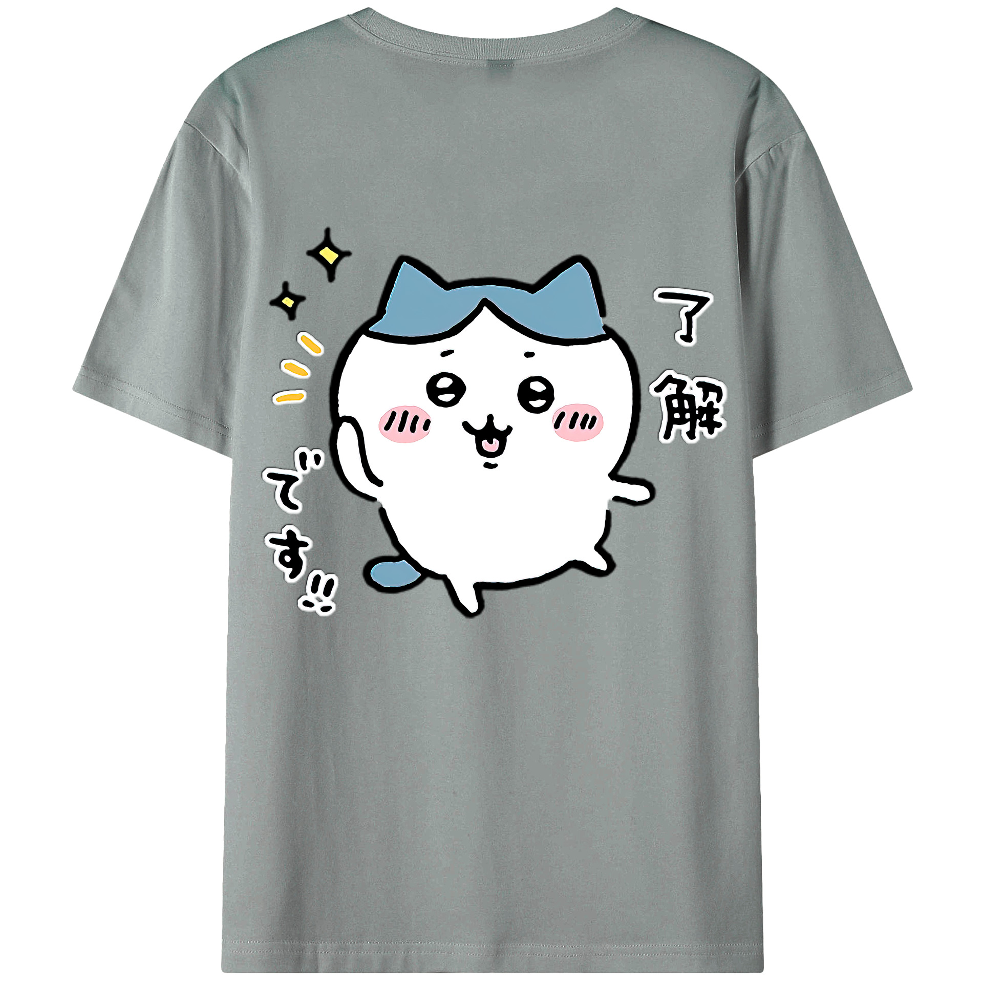 （画像用） ちいかわ ハチワレ Chii-kawa hachiware 綿100％ メンズ半袖Tシャツ（バックプリント） 通気性